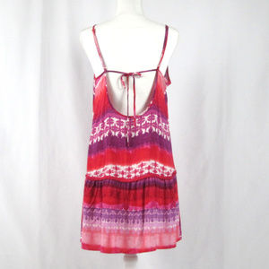 💕 Open back red purple flowy boho dress size L